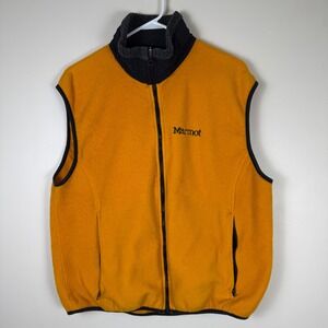 Marmot Fleece Vest Full Zip Sleeveless Outdoor Layering Orange Black Size L